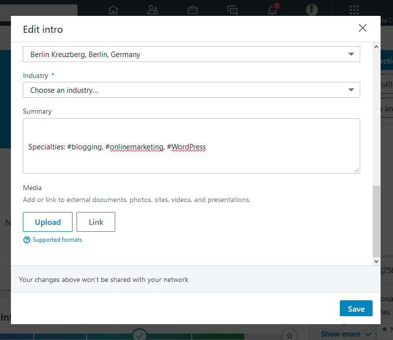 how to use hashtags on Linkedin add tags to profile