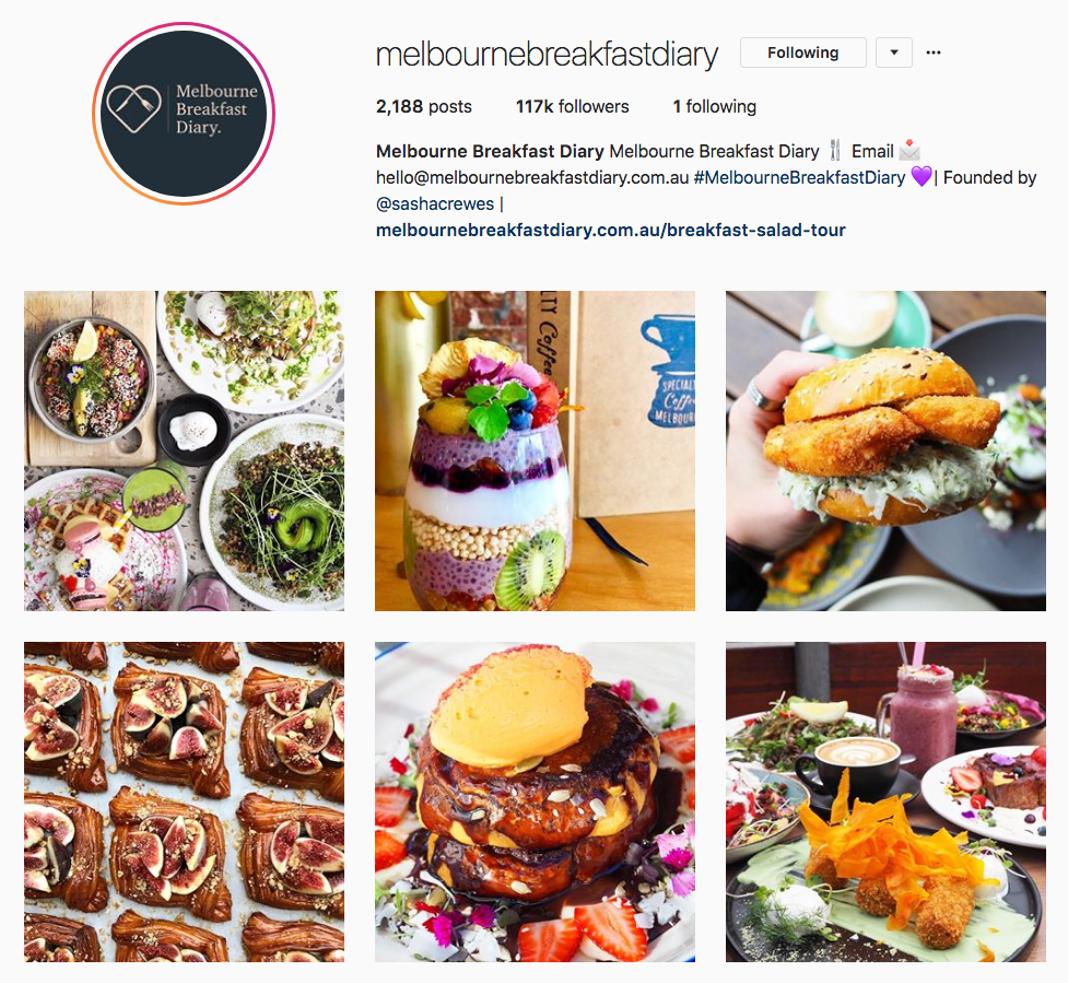 Instagram Marketing Strategy - Melbourne Breakfast Diary Instagram