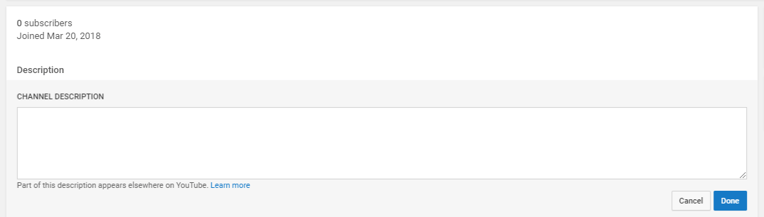 Adding a description for your company YouTube channel.