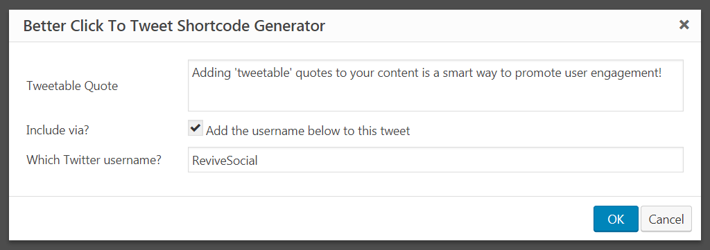 Generating a tweetable quote for your content.