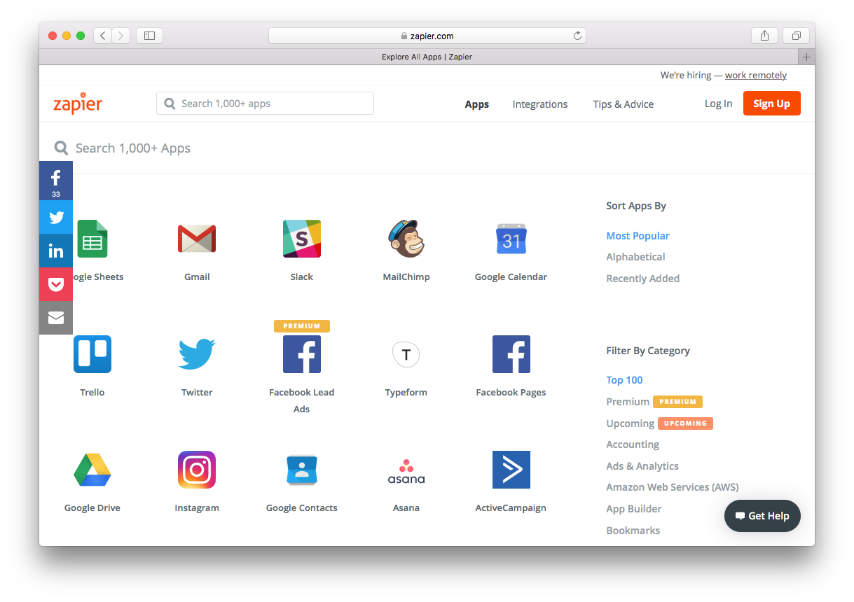 Zapier social media apps