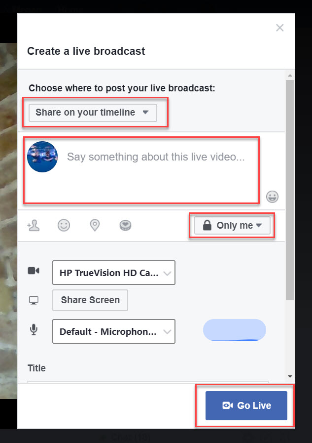 Facebook Live Settings