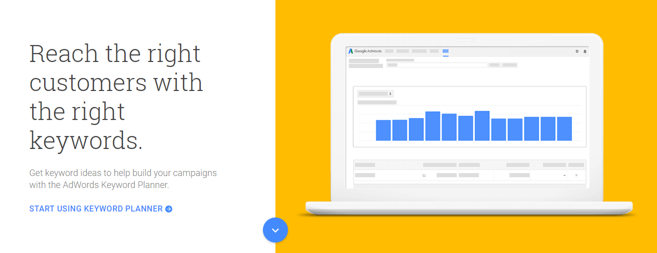 The Google Keyword Planner tool.