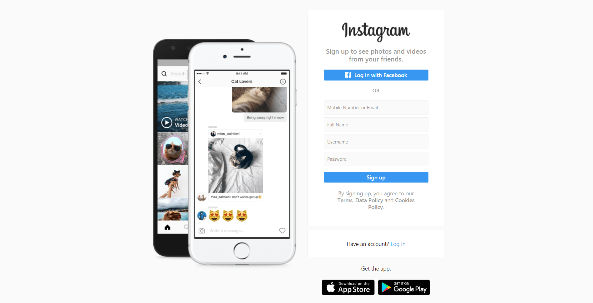 The Instagram website.