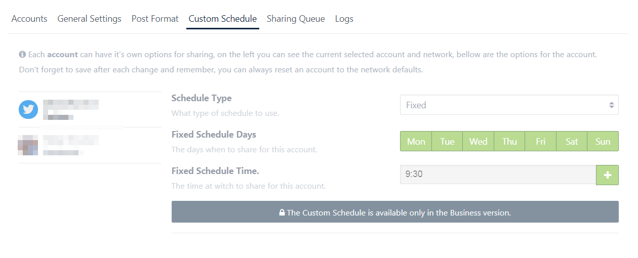 The Revive Old Posts Custom Schedule tab.