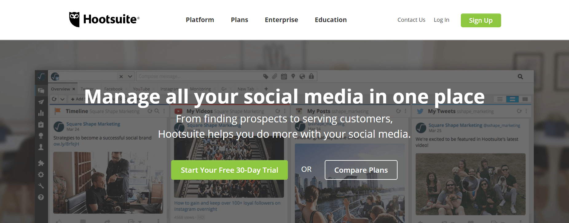 The Hootsuite website.