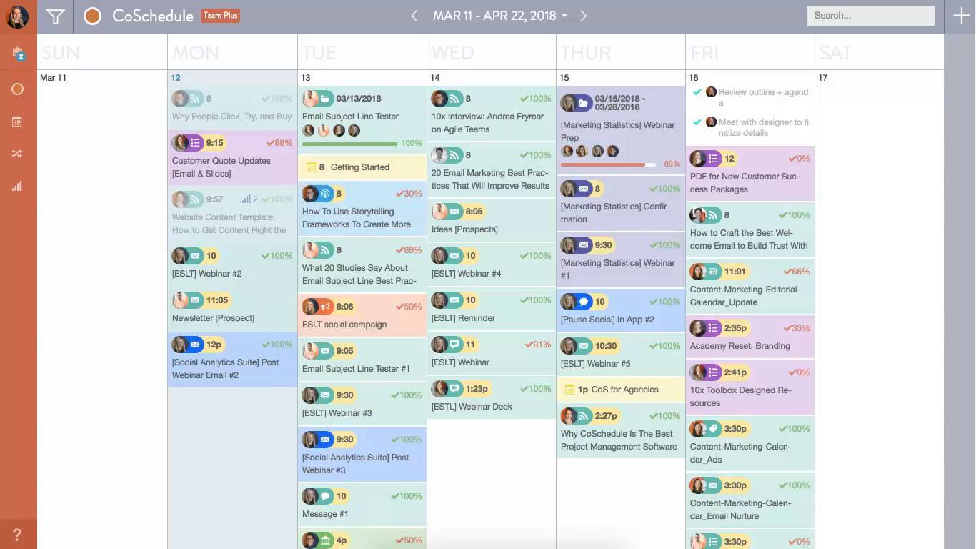 CoSchedule calendar