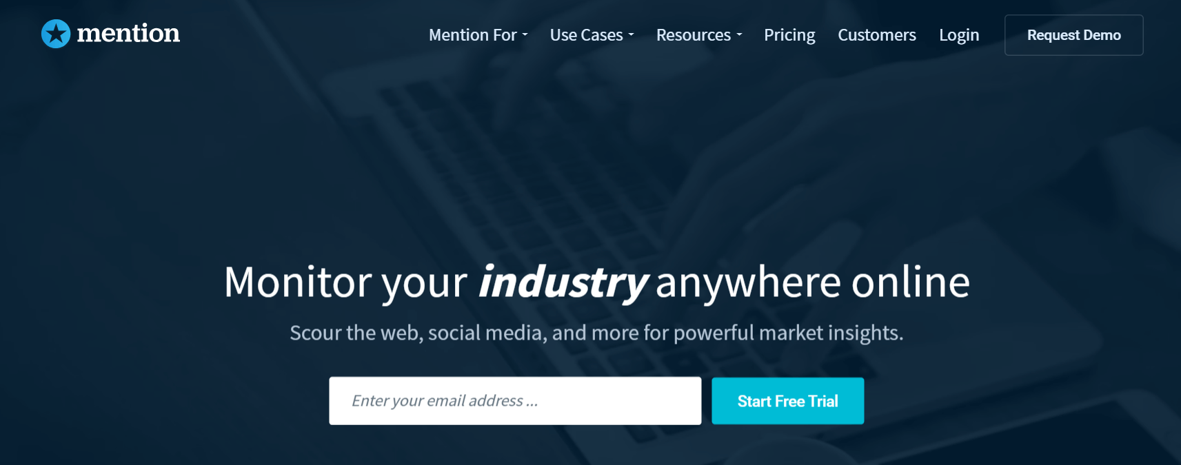 Social Listening Tools: The Mention website.