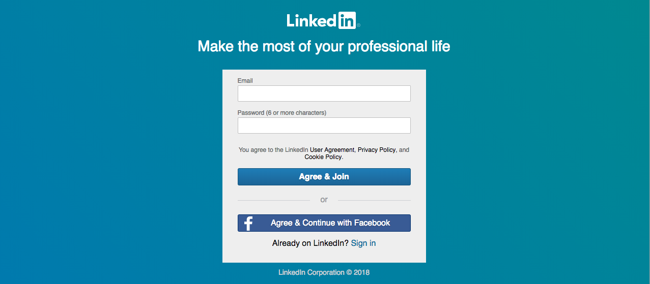 Creating a LinkedIn account.